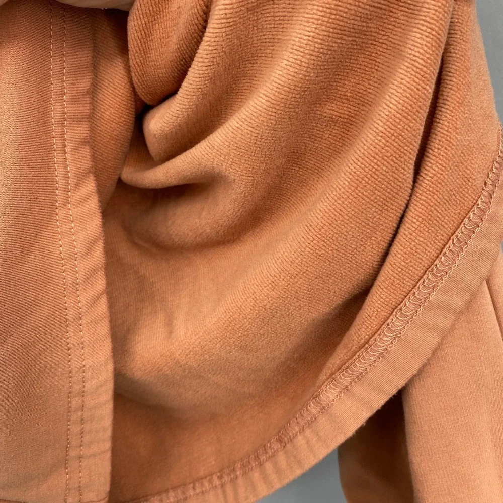 Paper Crane Hoodie Womens Large Terracotta Balloon Sleeve Pullover Ribbed Knit - Picture 9 of 13